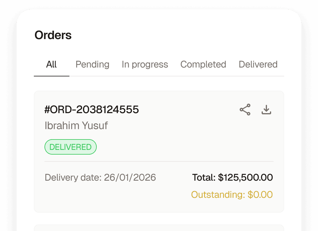 Order tracking preview